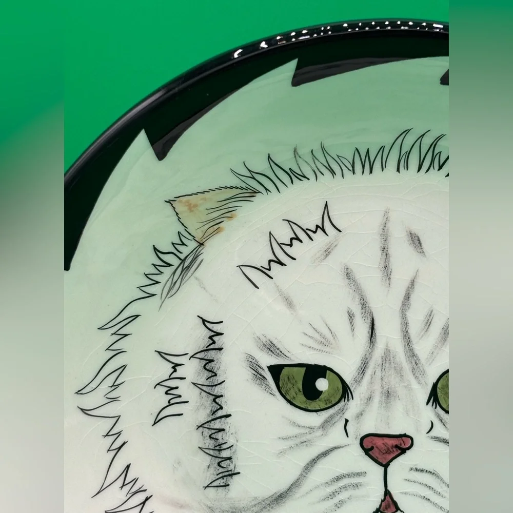 Cats by Nina Lyman Ceramic Cat Bowl White Persian 8 in